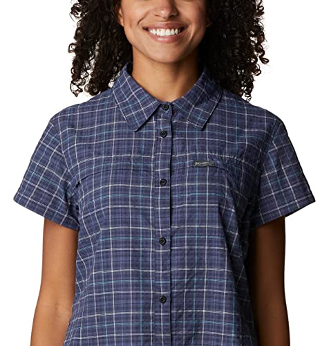 Columbia Women's Silver Ridge Novelty Short Sleeve Shirt, Nocturnal Elevation Grid, Small #TOP3