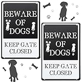 Moxweyeni 2 Pieces Beware of Dog Sign Funny Warning Decor Beware of Dogs Keep Gate Closed Signs...