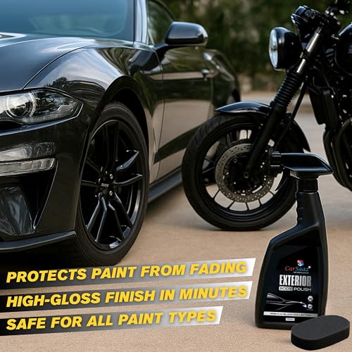 Image of CAR SAAZ Car & Bike Shining Polish Combo Pack of 6 Pcs | Includes Exterior Body Polish, Dashboard Polish, Tyre Shiner (380ML Each), 3 Applicator Pads | Vehicle Polish Combo | Shine & Protect