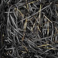 TXXATX 270g Geschreddertes Papier Füllmaterial Geschenk Schwarz Hamper Shred Raffia Verpackungsmaterial Füllmaterial Geschenk Füllung für Pakete Geschenkbox Präsentkorb DIY Dekorations