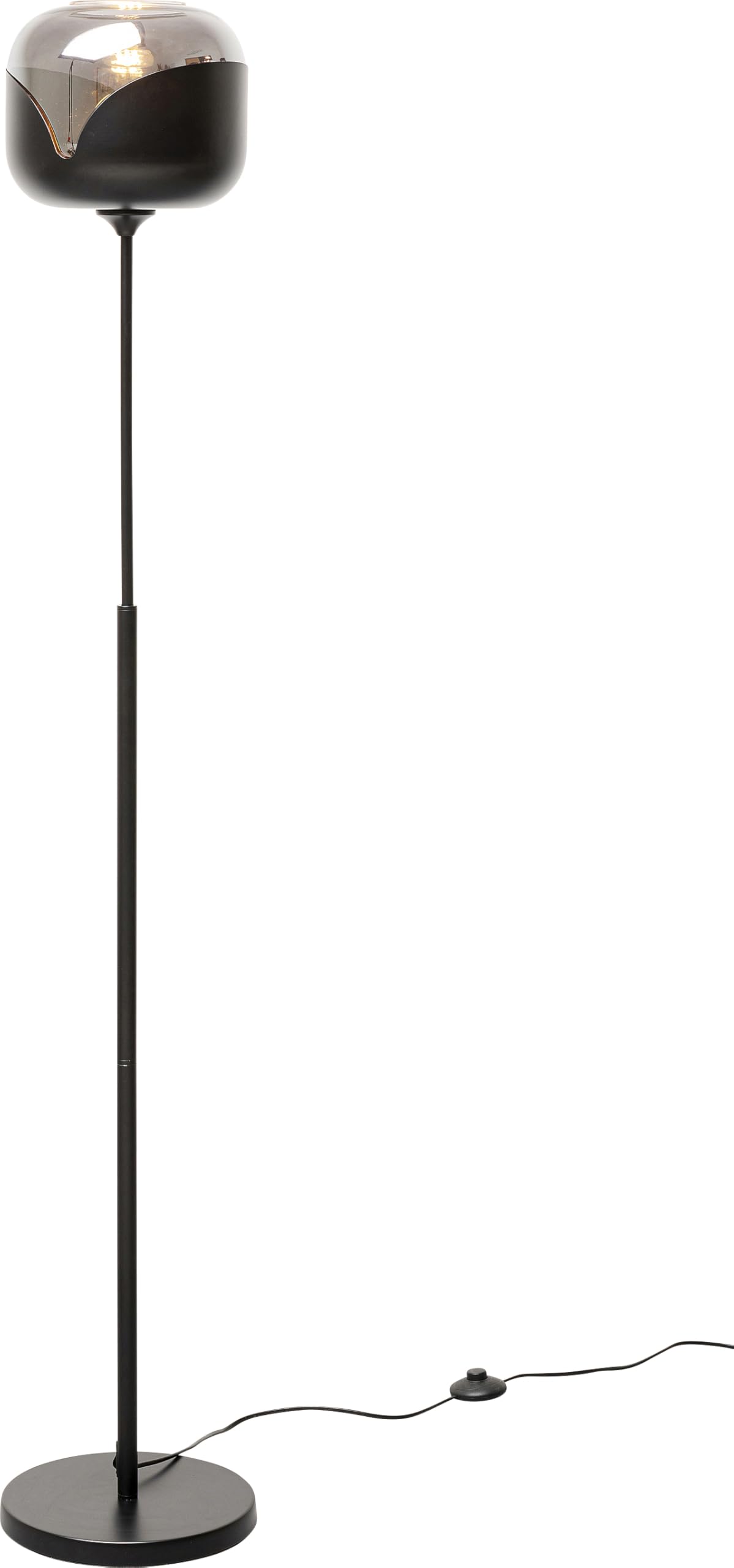 Kare Design Stehleuchte Smoke Goblet Ball, Schwarz/Grau, Stehlampe, Stahlgestell, Glas Schirm, Wohnzimmer, Schlafzimmer, Leuchtmittel nicht inklusive, 160x25x25 cm