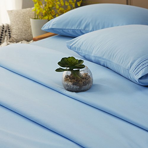 Image of SONORO KATE Bed Sheet Set Super Soft Microfiber 1800 Series Luxury Egyptian Sheets 18-Inch Deep Pocket Wrinkle and Hypoallergenic-4 Piece(Full Lake Blue)