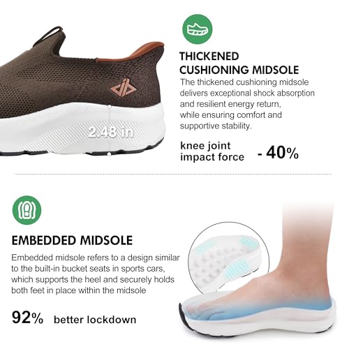 Image of Men Slip in Free up Hands Shoe Wide Toe Box Arch Support Orthopedic Walking