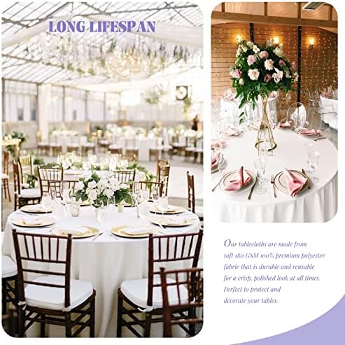 Showgeous 2 Pack White Round Tablecloth 90 Inch Polyester Fabric Table Cloth Washable Fabric Table Cover for Wedding Banquet Restaurant Buffet Parties and Camping