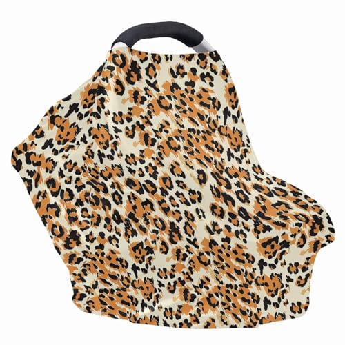 Image of Carseat Cover for Babies, Leopard Infant Carseat Cover Lightweight Baby Carrier Cover for Girls Boys, Fit Spring Summer /Hot Days /Warm Weather