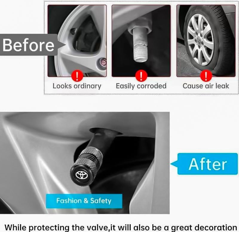 Image of NIVIZEN 4pcs Aluminium Car Tyre Valve Stem Cap Suitable for Suitable for Innova /Fortuner /Glenza /Taisor All Model Logo Design Tire Wheel Rims Stem Air Valve Caps Tyre Cover Car(Toyu-ta)