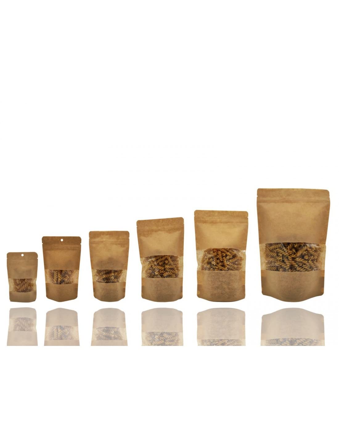 Jamo Solutions | 50pcs 250ml | Kraft Paper Window Stand Up Sealable Pouch with Zip Lock (110 x 185mm)