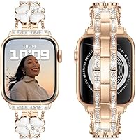 Cesicersi Compatible with Apple Watch Band 41mm 40mm 38mm 45mm 44mm 42mm Women,Luxury Bling Diamond with Clover Stainless...