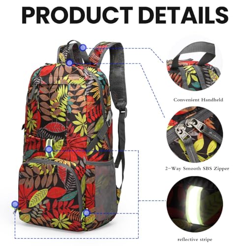 Mochila plegable liviana deportiva para senderismo roja miniatura 4