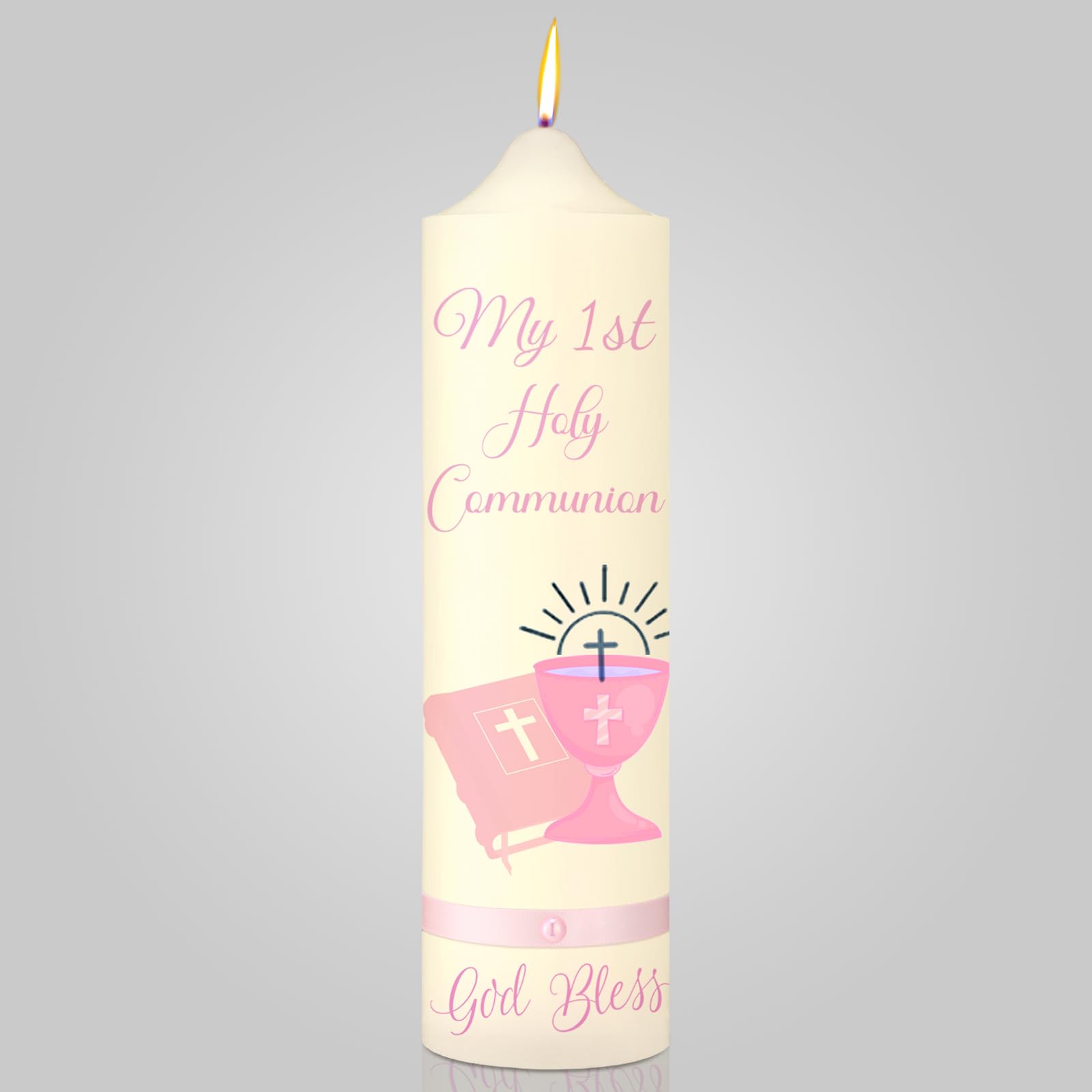 Photo 1 of Threlaco My First Holy Communion Taper Candle Gifts Religious Gift 9.84 Inches Catholic Candles with Chalice Design Catholic Gifts for Church Supplies Baptism Wedding