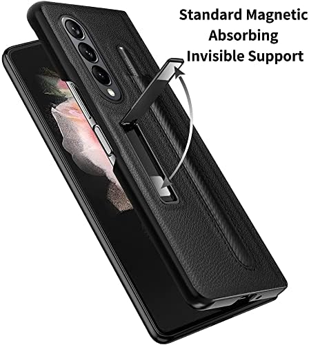 For Samsung Galaxy Z Fold 4 Case + Built-in Screen Protector, with S Pen Holder and Magnetic Kickstand, Full-Body Dual Layer Rugged Case, 360-degree Shockproof Case for Galaxy Z Fold 4 - Black