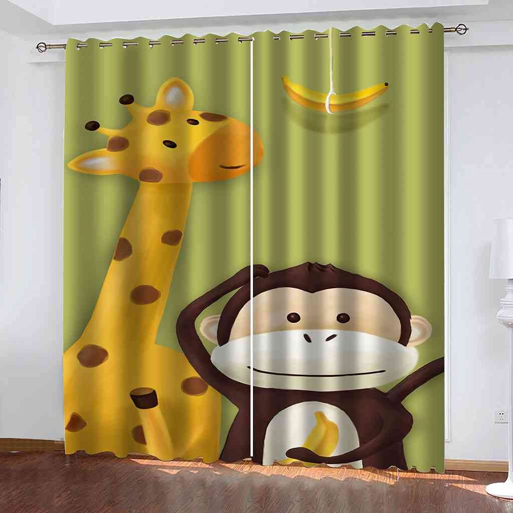 Rideaux isolants thermiques et phoniques 3D dessin animé pour chambre d'enfant à oeillets