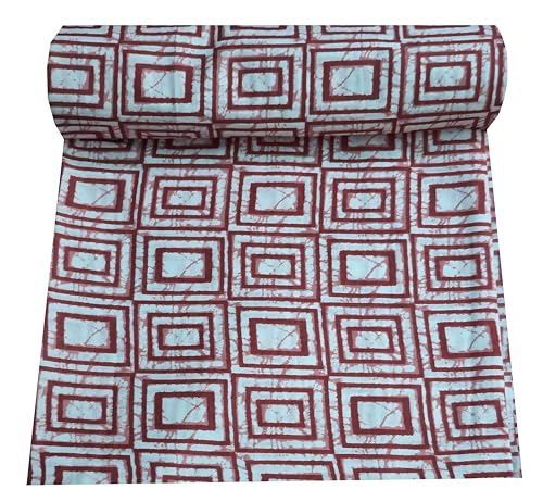 Image of 2 Meter Hand Block Indian Cotton Unstitched Jaipuri Handmade Digital Printed Fabric Material for Women Kurta /Blouse /Palazzos /Piece Material for Women's (Mehroon)