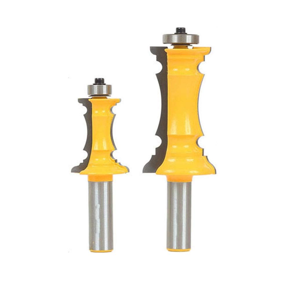 Fresa, juego de brocas for enrutador de moldura de panel de cajón y puerta con inglete de corona de 2 piezas, fresa for moldura de marco de inglete de 1/2 pulgada, carburo de tungsteno