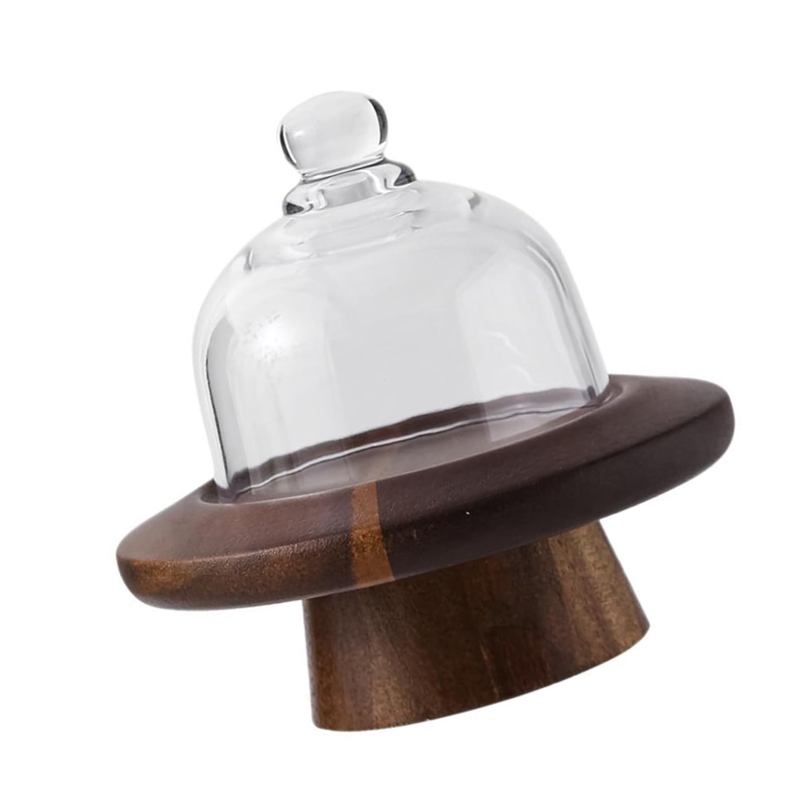 HENYGEN Delicate Glass Top Wooden Stand Elegant Cake Presentation Plate with Dome Lid for Home Bakeries and Cafes Portable Cake Holder