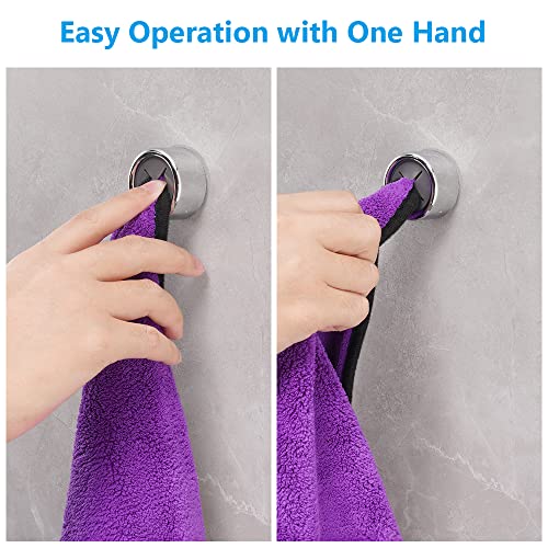 Foto von flintronic Geschirrtuchhalter, 4 Stück Handtuchhalter im Set, ABS Handtuchhaken Runden Handtuchklemme, für Bad, Küche und Haushal,Selbstklebender - Silber