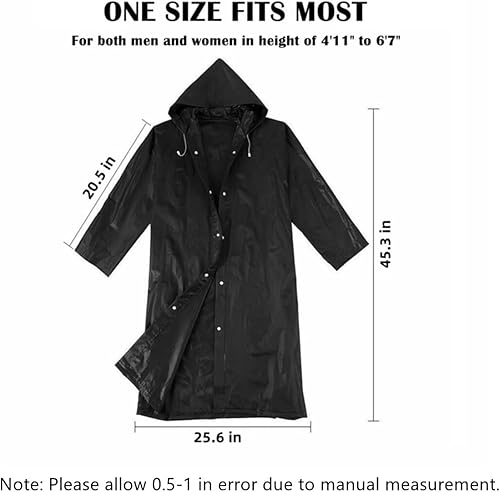 Miniatura 4 de Ponchos de lluvia para adultos, mujeres y hombres (paquete de 2 a 5), impermeables reutilizables de EVA con capucha, equipo de lluvia portátil