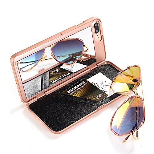 iPhone 8 Plus Case, SUNYI iPhone 8 Plus Leather Mirror Case, Fashion Hidden Wallet Cover with Card Slots for iPhone 8 Plus Rose Gold