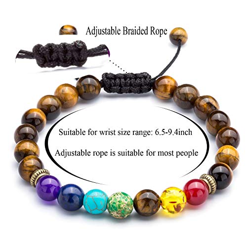 Hamoery Men Women Braided Rope Lava Rock 7 Chakras Aromatherapy Essential Oil Diffuser Bracelet Set #TOP5