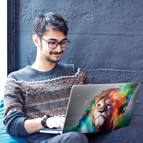 Image of Galaxsia Lion Top+Wrist Pad Vinyl Laptop Skin /Sticker /Cover Upto 15.6 Inches Laptops Laminated-Removable-HD Quality Compatible for Hp-Dell-Sony-Lenovo-Asus etc.(15x10 Inches)