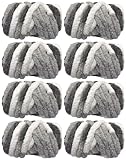 Chunky Blanket Chenille Yarn Multi Gray 8 Pack 64OZ for Arm Knitting, Luxury Soft Super Bulky Thick Polyester Jumbo Weaving Crochet Craft Multicolor Yarns 4lb for Throw Blanket Pillows
