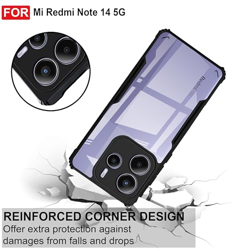 Image of Zapcase Back Case Cover for Mi Redmi Note 14 5G | Compatible for Mi Redmi Note 14 5G Back Case Cover | Clear Case with Camera Protection | (TPU + PC | Matte Black)