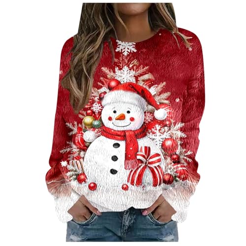 Sweat-shirt à col rond imprimé renne de Noël femme le cadeau idéal confortable en taille M