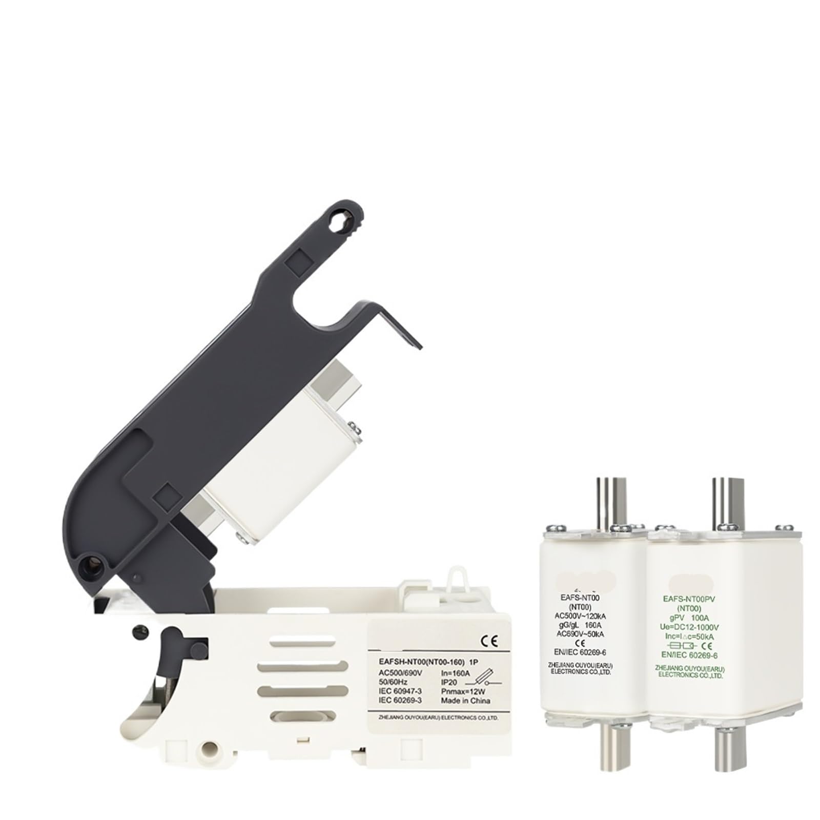 Sekcja bezpieczników 1P do baterii NT00 100A 160A instalacja typu Blade Plug Fit for 12V-1000V AC 500V 690V (160A, AC EAFS-NT00)