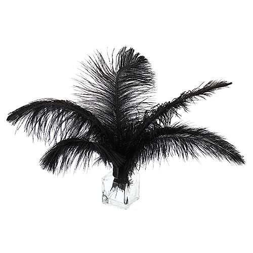 PATIKIL 120 Pcs Natural Black/White Ostrich Feathers for Wedding Party Centerpieces Flower Arrangement and Home Decoration (Black)
