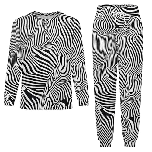 Animal Zebra Print Pajama Set Long Sleeve Lounge Sets Sleepwear 2 Pjs Nightwear for Men Women3