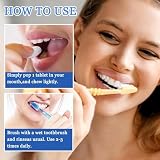 Stała pasta do zębów w tabletkach o owocowym aromacie, świeży oddech, oczyszcza przebarwienia, rozjaśnianie i usuwanie żółknięcia 2 w 1, 60 sztuk, łącznie z 50 kawałkami jedwabiu do zębów (brzoskwinia