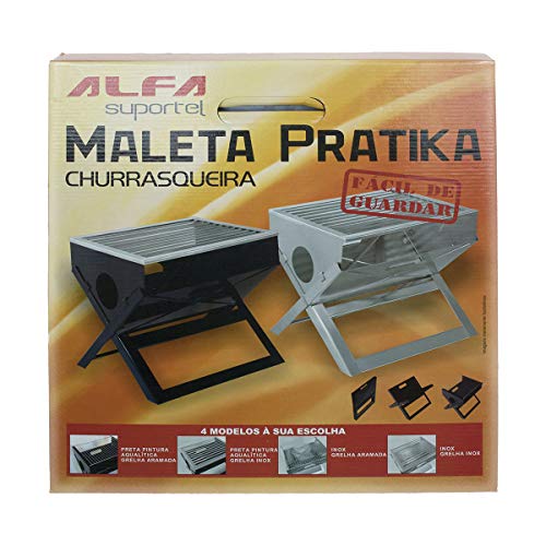 CHURRASQUEIRA DE CARVÃO PORTÁTIL MALETA PINTADA PRÁTIKA ALFA SUPORTEL