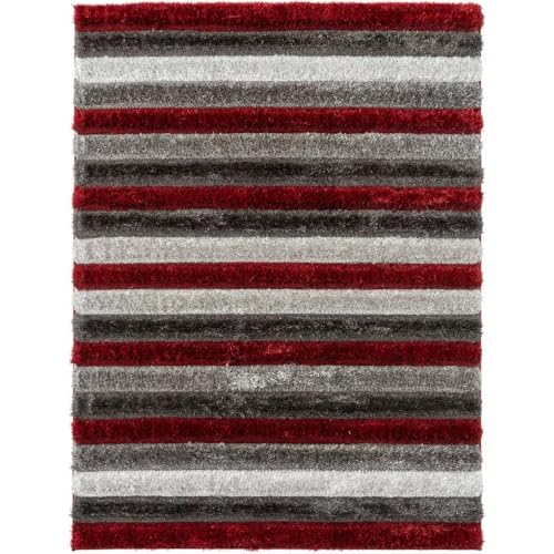 Image of Super Soft Floor Area Rug 5 x 7 Feet Soft Smooth Thick Non-Slip Fluffy Shaggy Carpet for Bedroom, Drawing, Kids Room, Office with Upto 2 Inch Microfiber High Pile (RED Gray B)