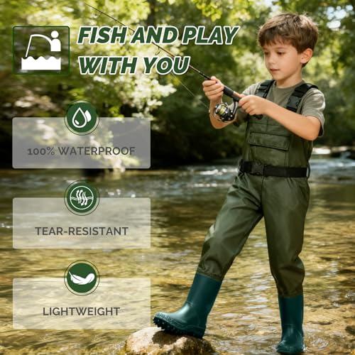 Cuissardes imperméables en PVC de pêche pour tout-petits - 2