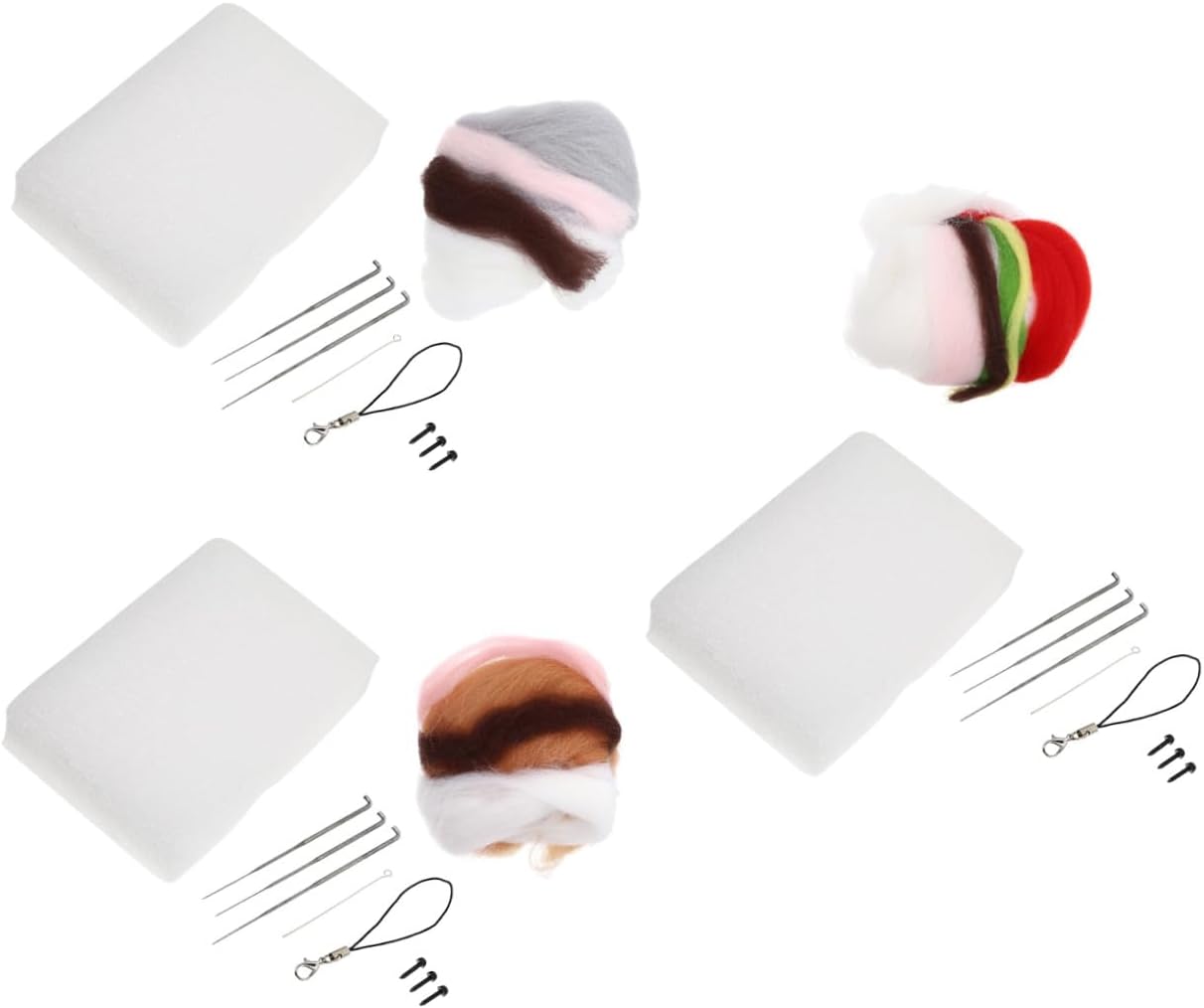 Homoyoyo 6sets Adorable Animal Needle Felting Kit Craft Materials for Hamster Dog for Boys and Girls Beginners to Create Felt Animal Friends