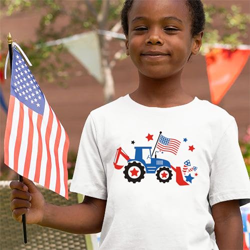 Image of Kids Boys 4th of July Shirts Toddler American Flag T-Shirt Girls Patriotic Short Sleeve Tees Cotton Top Clothes 1-7T