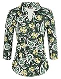 JACK SMITH Active Wear 3/4 Sleeve Polo Shirt for Women(S,Cashew Flowers 2#)