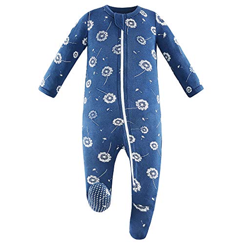 Owlivia Bamboo Footie Pajamas, Baby Boy Girl Sleep 'N Play, Zip Front Non-Slip Footed Sleeper Pjs(3-6 Months, Dandelion)