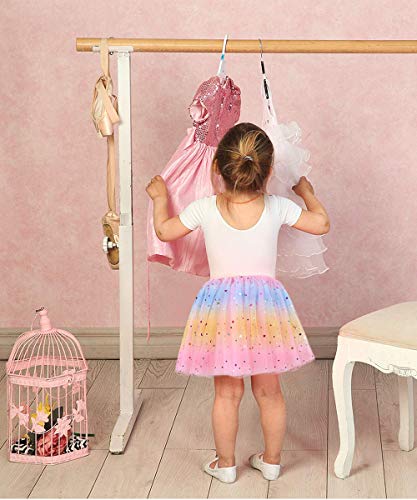 Vestido de balé princesa de tule com 4 camadas de saia tutu arco-íris para menina (Arco-íris rosa, 3