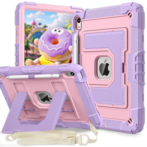 Coque antichoc pour iPad 10e génération 11 pouces étui robuste violet avec support