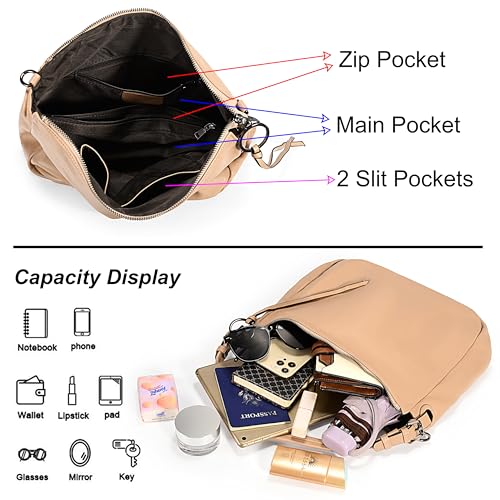 YALUXE Women's Genuine Leather Shoulder Bags Handbags Purses with Tassel Zipper Pull & Ring Charm, Detachable Dual Straps4