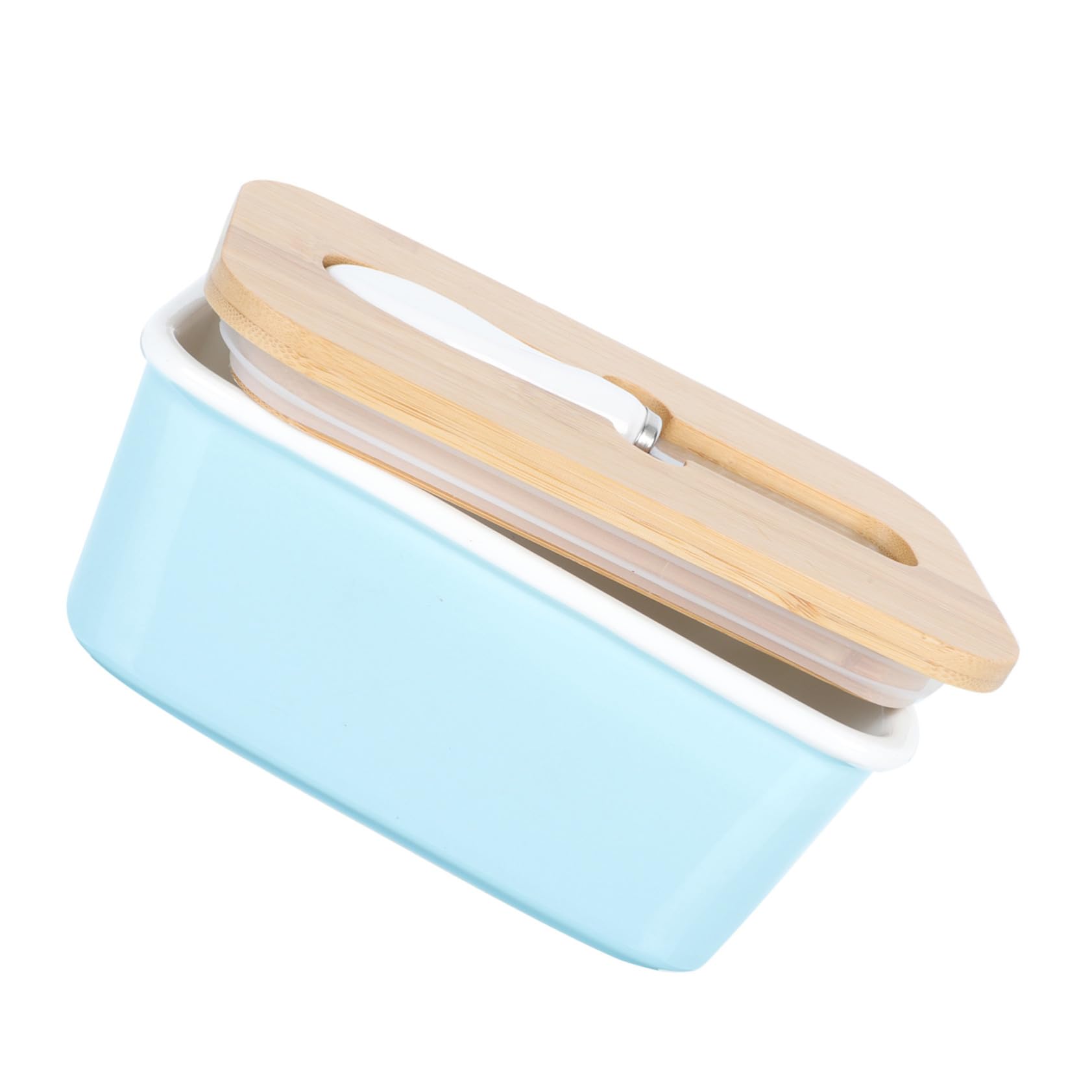 Beurrier Rectangulaire Porcelaine avec Couvercle Hermétique et Couteau Boîte à Beurre Compacte pour Réfrigérateur et Plan de Travail Conserve la Fraîcheur et Optimise Espace