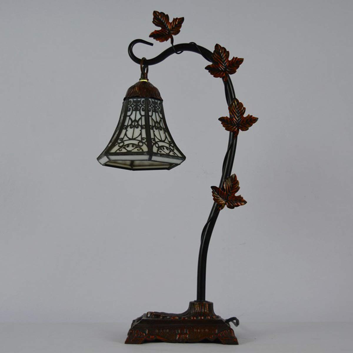 GDLight Tiffany-Stil Gooseneck Tischlampe Pastoral Buntglas Rebe Schreibtisch Lights Vintage-Leselampe für Wohnzimmer Schlafzimmer Nacht Cafe