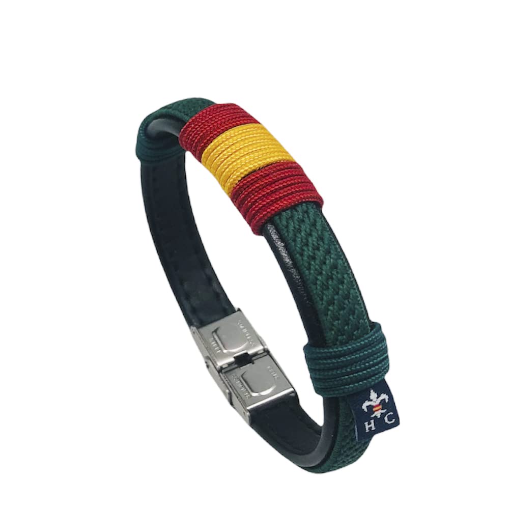 HISPANIA COLORS SINCE MMXI SPAIN PULSERA WAKE UP ESPAÑA VERDE - REGALO PULSERA DE ESPAÑA (Mediana - Muñeca hasta 18,5 cm, Verde)