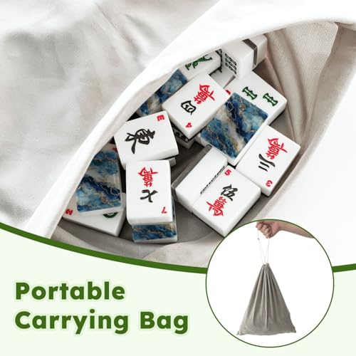 Set de Mahjong Americano con fichas acrílicas y bolsa miniatura 5