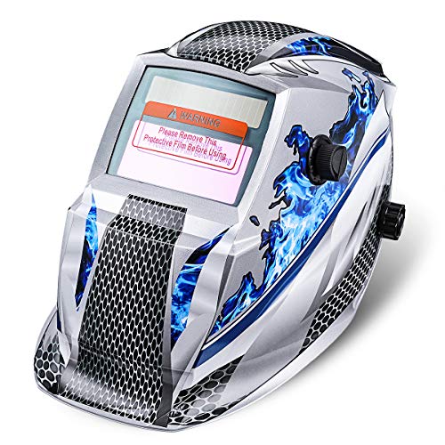 Preisvergleich Produktbild Solar Automatik Schweißhelm NASUM Welding Helmet Schweißmaske für alle gängigen Schweißtechniken Schweißschild mit Kopfband Automatische Verdunkelung (Silber)