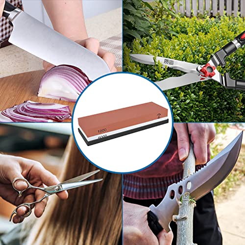 Premium Whetstone Sharpening Stone, 2-Sided Whetstone Knife Sharpener 1000/6000 Grit Whetstone Kit With Non-Slip Silicone Base,Angle Guide And 3 In 1 Manual Knife Sharpener For Kitchen Knife #TOP4