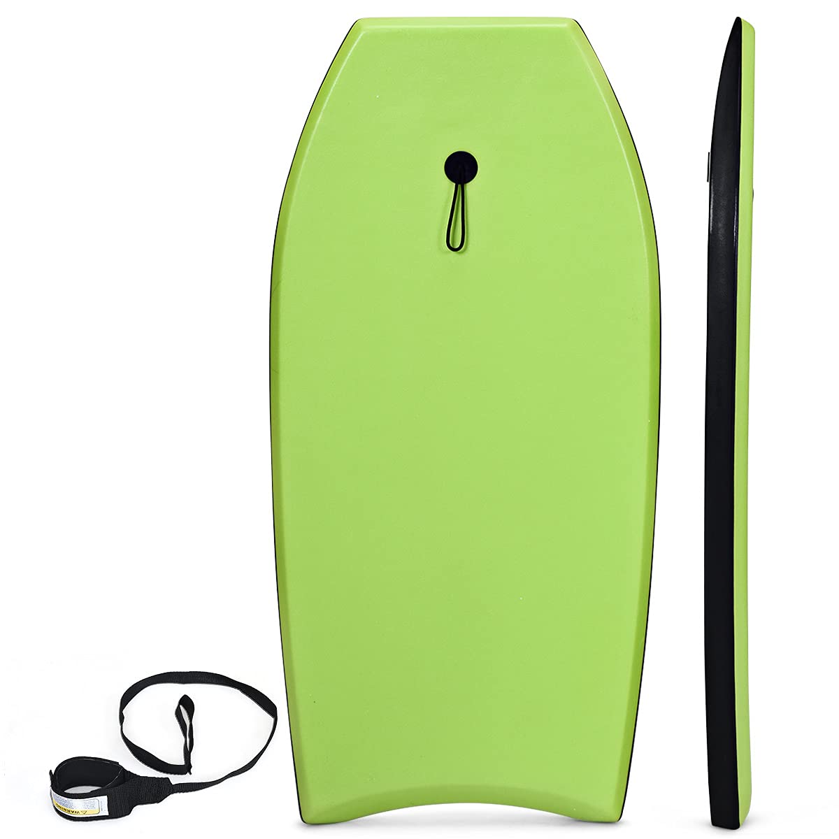 RELAX4LIFE Planche de Bodyboard 41” en Mousse avec Sangle de 90 CM et 4 Motifs au Choix, 105X51X6CM Idéal pour Adulte, Débutant dans Mer, Piscine, Surf, Charge Max 85KG (Vert Crâne)