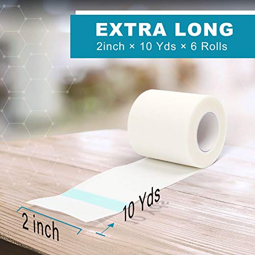 image for LotFancy Medical Tape, 6Rolls 2inch x 10Yards, Adhesive Hypoallergenic