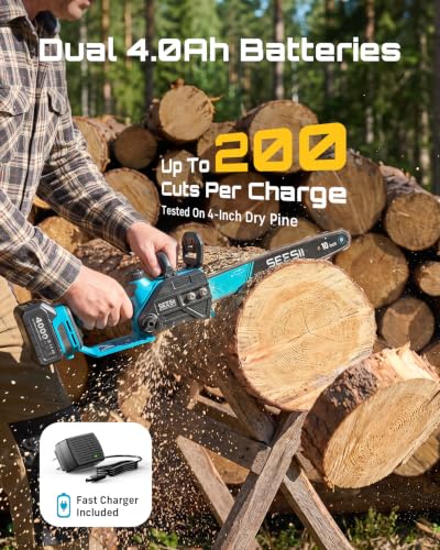 Image of SEESII 10-Inch Cordless Mini Chainsaw, Electric Saw with Brushless Motor
